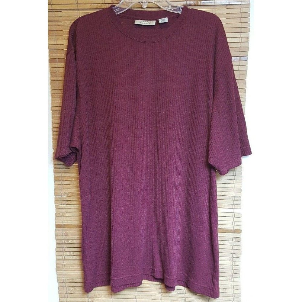 Natural Issue Maroon Red Short Sleeve Casual Crew